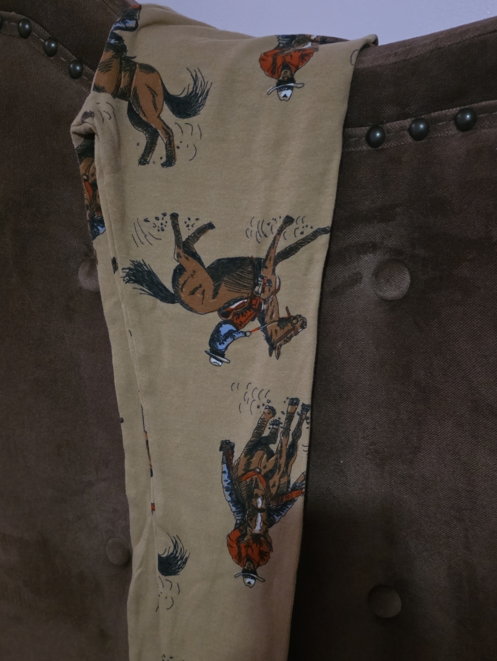 🤠🐎 Carter's Tan Cowboy Print Pajama Pants with Brown & Blue Accents